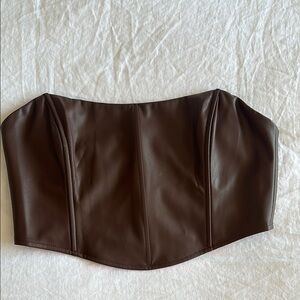 Showpo burgundy bustier top. Faux leather